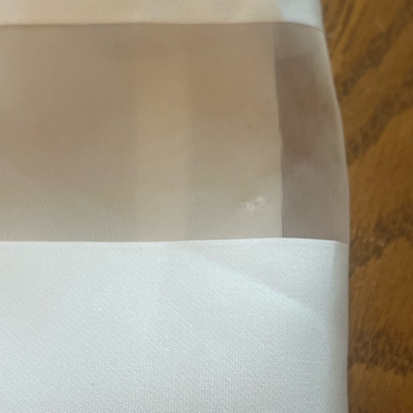 LELA ROSE Organza Striped Boat Neck Full Skirt Dress Pockets Size 14 White READ - Picture 13 of 15